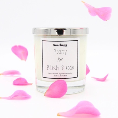 Peony and Blush Suede Candle